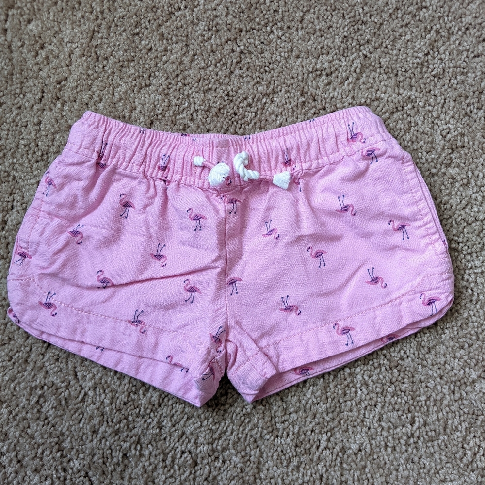 OshKosh Flamingo toddler shorts.